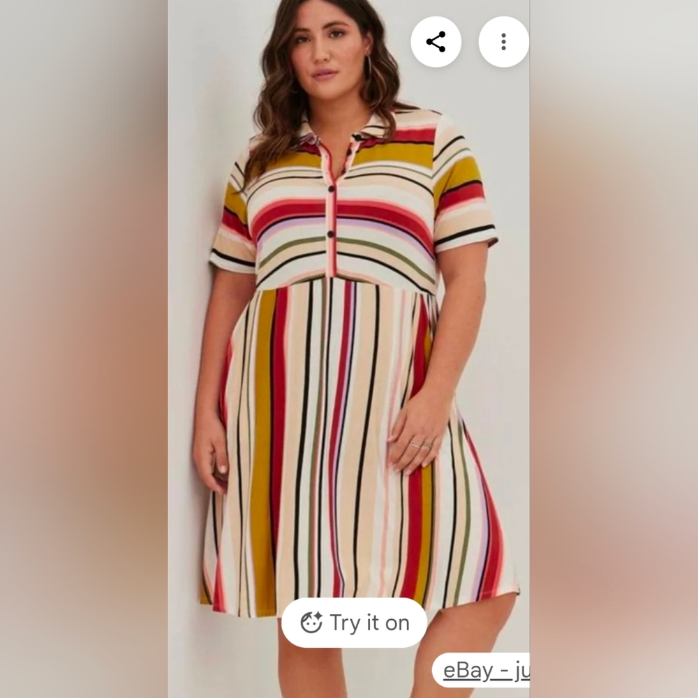 Torrid Colorful Striped Midi Skater Dress 👗 W/ Pockets 😉 Size 2X